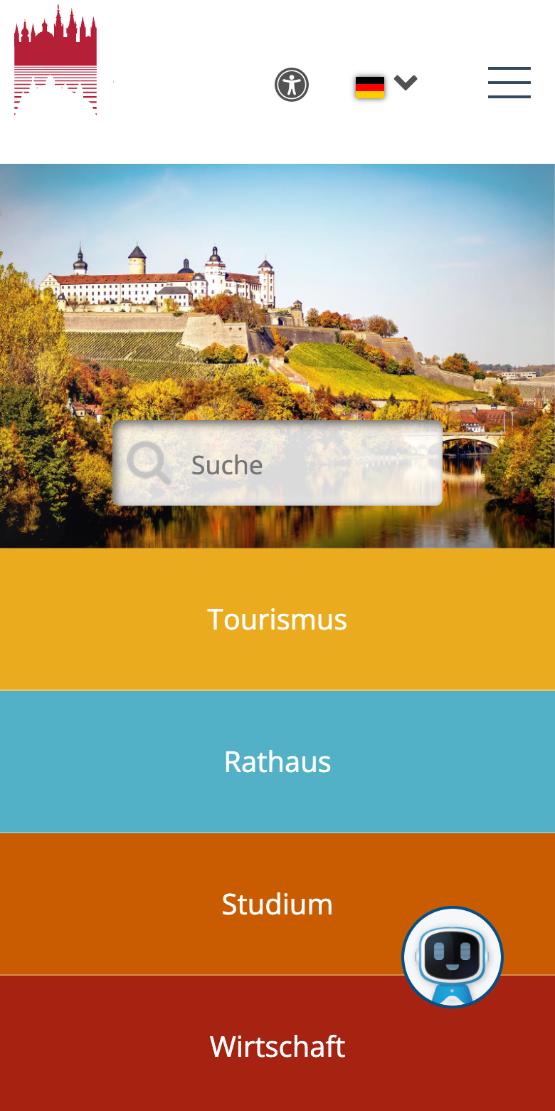 Website der Stadt Würzburg am Handy